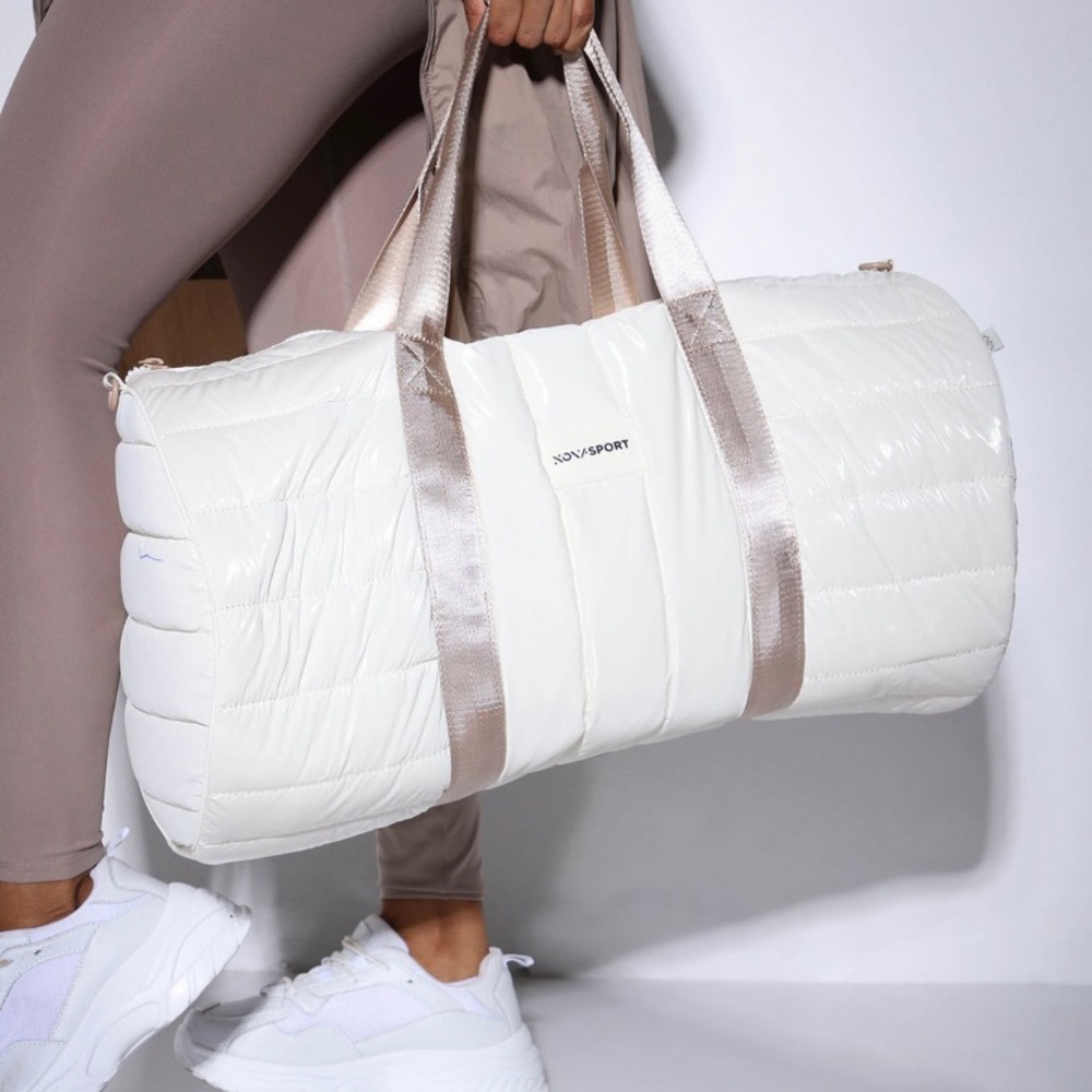 Fashion Nova Sports Ursa Duffle Bag Ivory Sports Gym or Travel Weekender Bag NWT